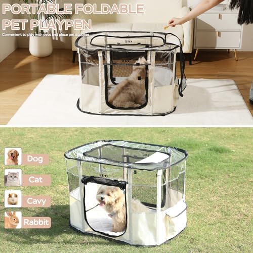 XRG Foldable Dog Playpen with Pad, Indoor Cat Kennel M - Image 4
