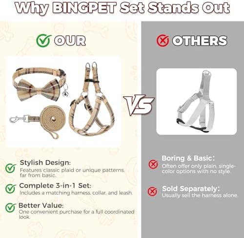 BINGPET No Pull Dog Harness Leash Collar Set, Adjustable Step-in Vest - Image 2