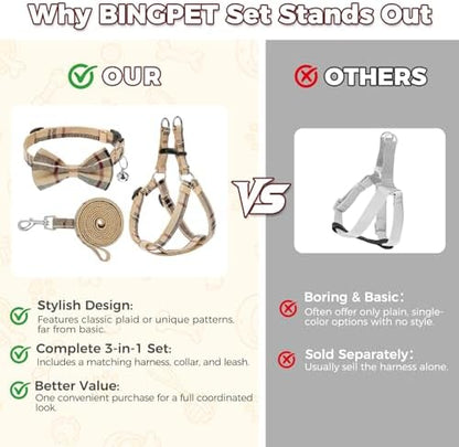 BINGPET No Pull Dog Harness Leash Collar Set, Adjustable Step-in Vest - Image 2