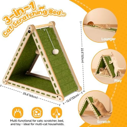 Felt Cat Scratcher for Indoor Cats, Foldable Triangle - Image 4
