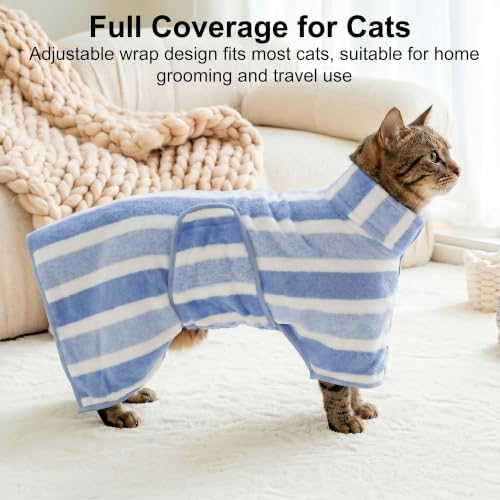 Fast‑Drying Dog Bathrobe, Absorbent Striped Pet Towel - Image 2