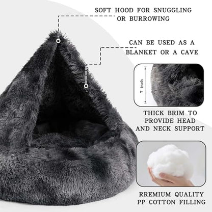 NOYAL Calming Donut Dog Bed, Hooded Cave - Image 3