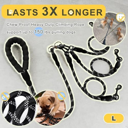 Dual Dog Leash - 360° Swivel No Tangle Walking Leash, Detachable Design - Image 2