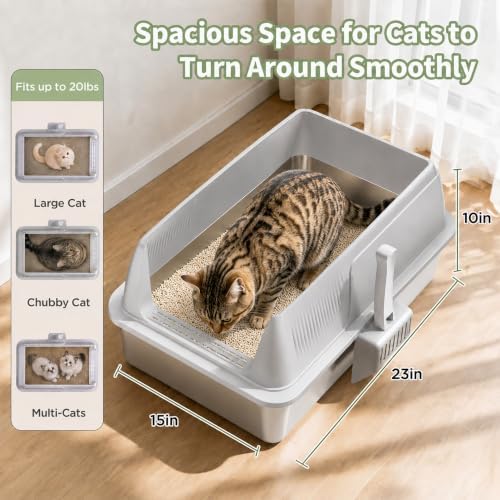 Gimars 2 Pack XL Stainless Steel Cat Litter Box - Image 2