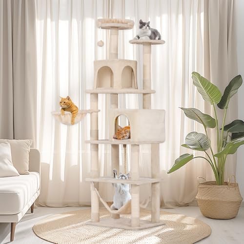 Cat Tree, 68-Inch Cat Tower for Indoor Cats, Plush Multi-Level Cat Condo by Aotaide