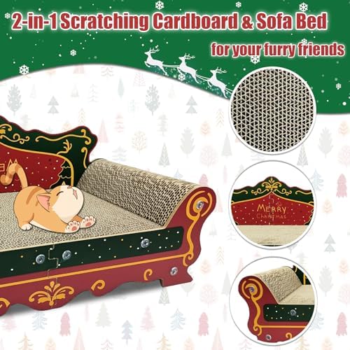 Luxury Cardboard Cat Scratcher Sofa Bed, Couch Shaped Scratching Board - Image 4