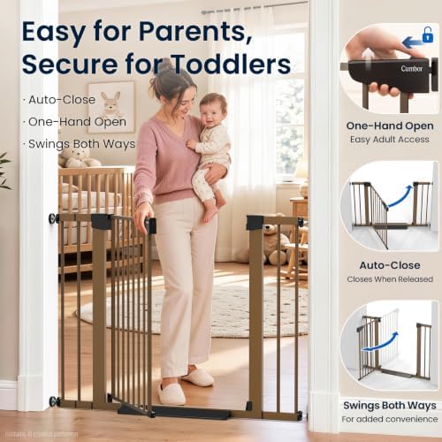 Cumbor 30-43" Wide Baby Gate, Auto-Close Walk-Through Safety Gate - Image 4