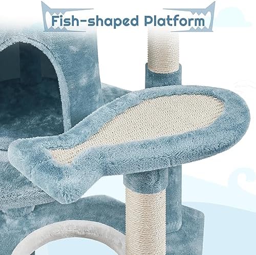 Yaheetech Blue Cute Shark Cat Tree - Image 5