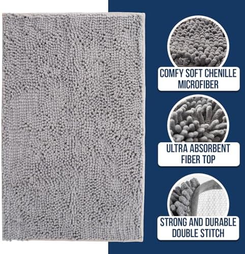 Muddy Mat Chenille Bathroom Rugs Quick Dry Microfiber Mats Non Slip Washable - Image 2