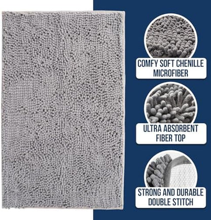 Muddy Mat Chenille Bathroom Rugs Quick Dry Microfiber Mats Non Slip Washable - Image 2