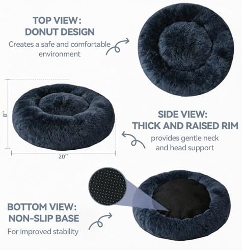 Medium Dog Bed, Washable Plush Donut Dog Bed, 28 Inch - Image 3