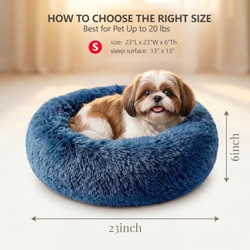 nononfish Plush Dog Bed for Small Dogs, Soft Calming Donut Bed - Image 3