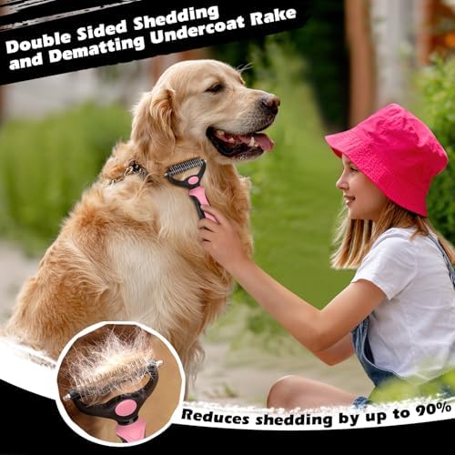 Professional 3PCS Self Cleaning Slicker Brush & Pet Grooming Rake & Flea Comb - Image 3