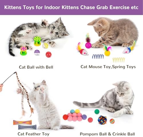 Retro Shaw 33Pcs Cat Toys for Indoor Cats, 2 Way Cat Game Tunnels - Image 6