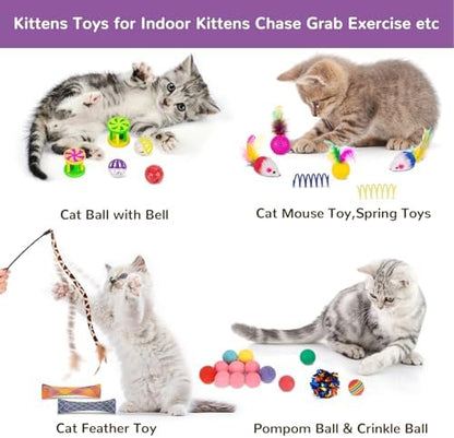 Retro Shaw 33Pcs Cat Toys for Indoor Cats, 2 Way Cat Game Tunnels - Image 6