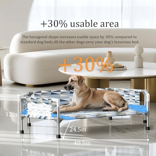 Elevated Dog Bed with Guardrails, Raised Cooling Outdoor Pet Cot Medium - Image 3