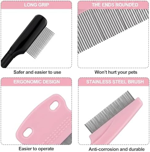 Fullhawl 5 Pcs Dog Eye Combs Tear Stain Remover Combs, Light Pink - Image 3