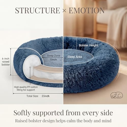 nononfish Plush Dog Bed for Small Dogs, Soft Calming Donut Bed - Image 4