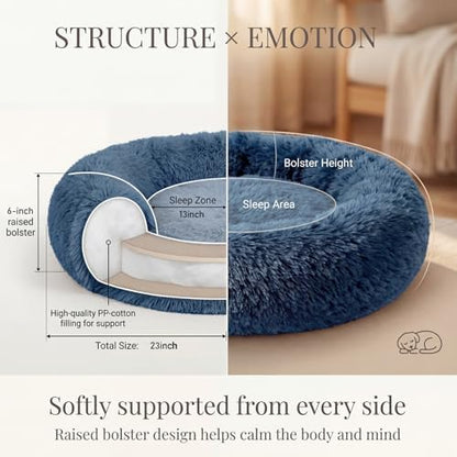 nononfish Plush Dog Bed for Small Dogs, Soft Calming Donut Bed - Image 4