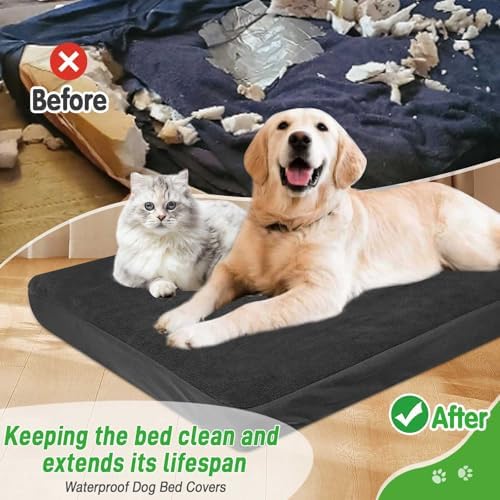Dog Bed Covers Replacement Washable 100% Waterproof Soft Dog Bed Sheet Black 2 - Image 2