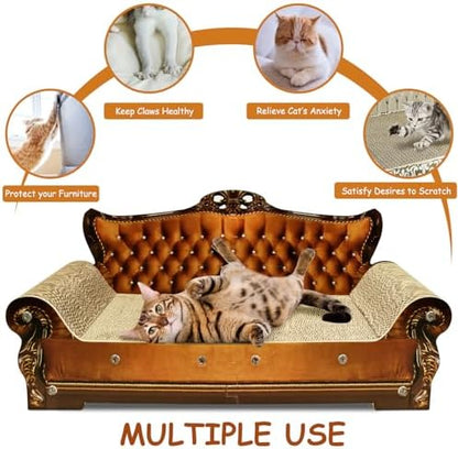 Luxury Cardboard Cat Scratcher Sofa Bed, Couch Shaped Scratching Board - Image 4