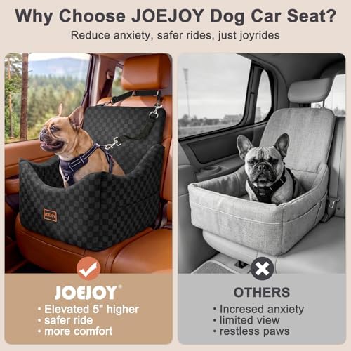 JOEJOY Elevated Dog Car Seat for Small/Medium Dogs up to 35 lbs, Memory Foam - Image 4