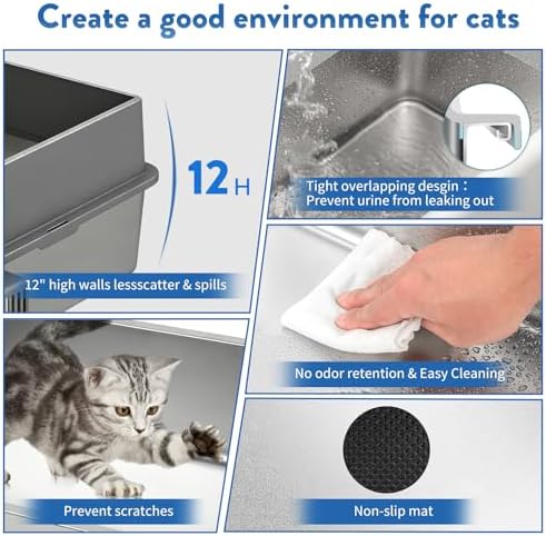 2PACK XXXL Enclosed Stainless Steel Litter Box - Image 6