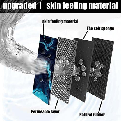 Bath Mat Rug, Deep Blue Gold Marble Non Slip Quick Dry Super Absorbent Thin - Image 2