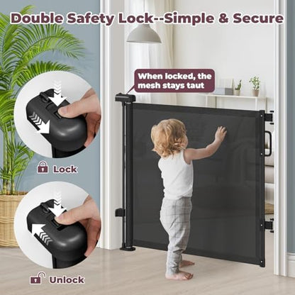 76" Retractable Baby Gates Extra Wide, Mesh Long Dog Gate - Image 4