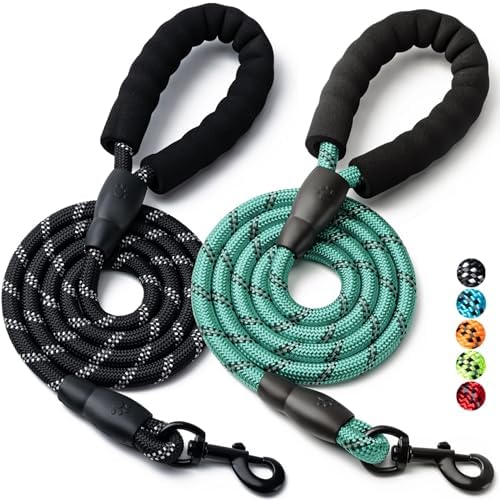2 Pack Dog Leash, Heavy Duty Nylon Rope Pet Leashes by BOOMIBOO