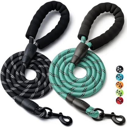 2 Pack Dog Leash, Heavy Duty Nylon Rope Pet Leashes by BOOMIBOO