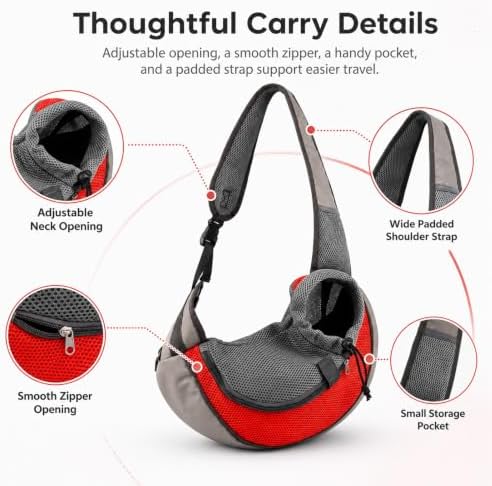 Pet Sling Carrier for Small Dogs Cats Under 5 Lbs, Hands-Free Travel Bag - Image 4