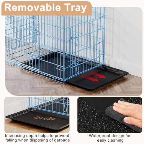 FDW | 30" Foldable Metal Dog Crate | Blue | Cage - Image 4