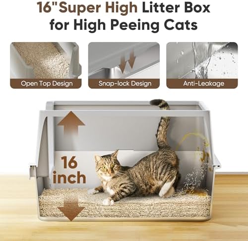 16" High Sides Stainless Steel Litter Box - Image 3