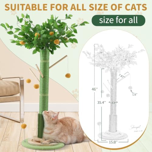 46" Tall Cat Scratching Post, Natural Sisal Cat Tree - Image 2