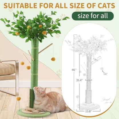 46" Tall Cat Scratching Post, Natural Sisal Cat Tree - Image 2