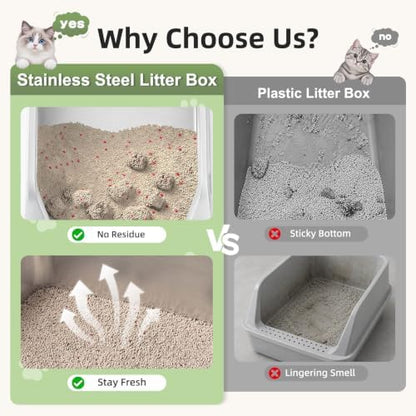 FURTIME Stainless Steel Cat Litter Box - Image 2