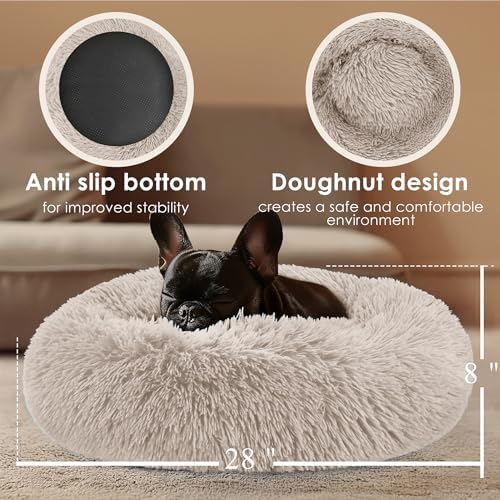 28in Large Dog Bed, Calming Donut Bed - Image 3