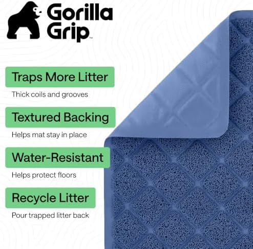GORILLA GRIP Cat Litter Box Mat, Coiled Mesh Trapping Mats, 35x23 Navy - Image 2