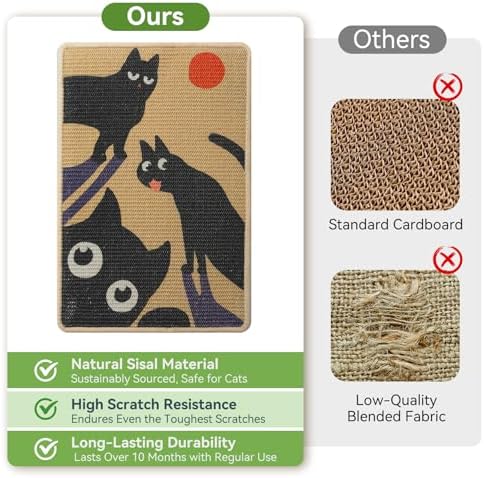3-in-1 Sisal Cat Scratcher Mat Floor & Wall Cat Scratching Pad 23.6x15.7'' - Image 4