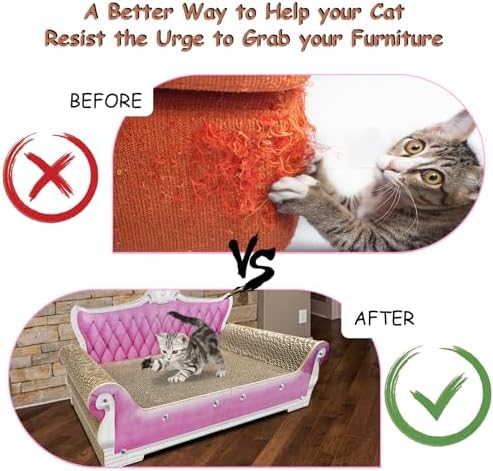 Luxury Cardboard Cat Scratcher Sofa Bed, Couch Shaped Scratching Board - Image 5