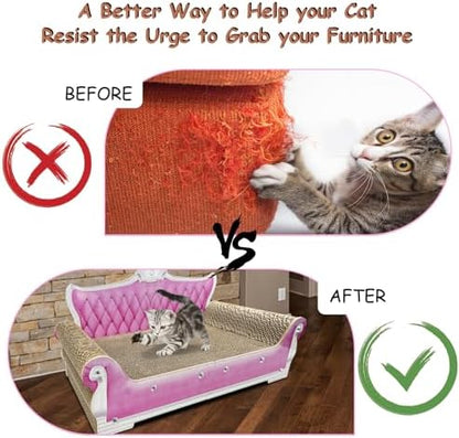 Luxury Cardboard Cat Scratcher Sofa Bed, Couch Shaped Scratching Board - Image 5