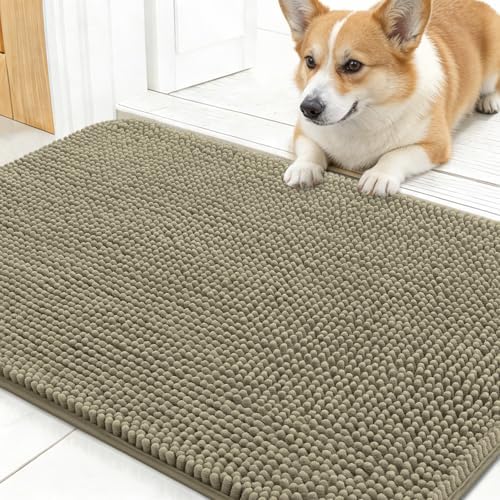 OLANLY Dog Door Mat for Muddy Paws 24x16, Super Absorbent Chenille Mud Mat by OLANLY