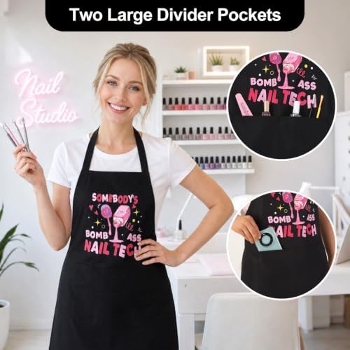 Adjustable Nail Apron Somebody’S Bomb Ass Nail Tech Apron - Image 3