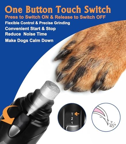 Petsaunter Dog Nail Grinder, 3 Grinding Heads, LED Light, Touch-Switch - Image 3