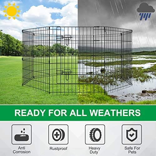 Artmalle 30" H x 24" W Dog Playpen, 8 Panel Rustproof Metal Pen - Image 5