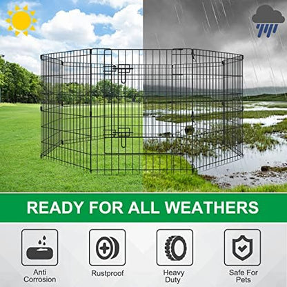 Artmalle 30" H x 24" W Dog Playpen, 8 Panel Rustproof Metal Pen - Image 5