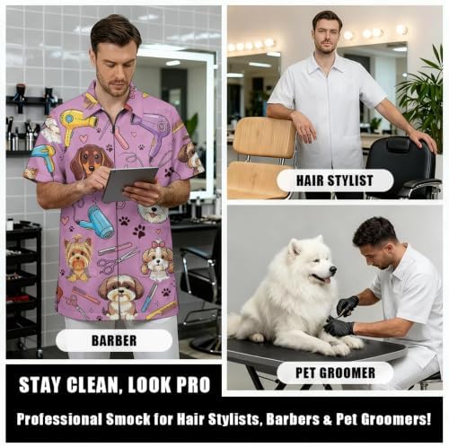 Work Smock for Pet Groomers, Professional Design Water & Hair Proof - Image 3