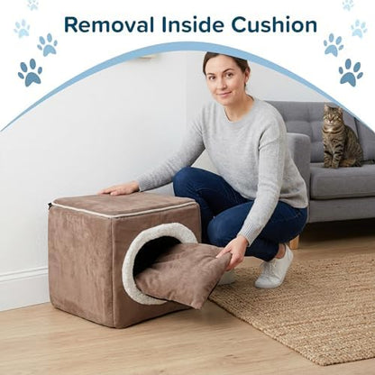Cat House - Indoor Bed with Removable Foam Cushion - Cat Cave - Image 4
