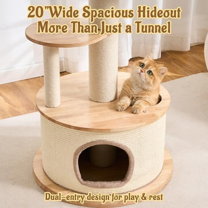 64.2" Solid Wood Cat Tree Tower - Image 3